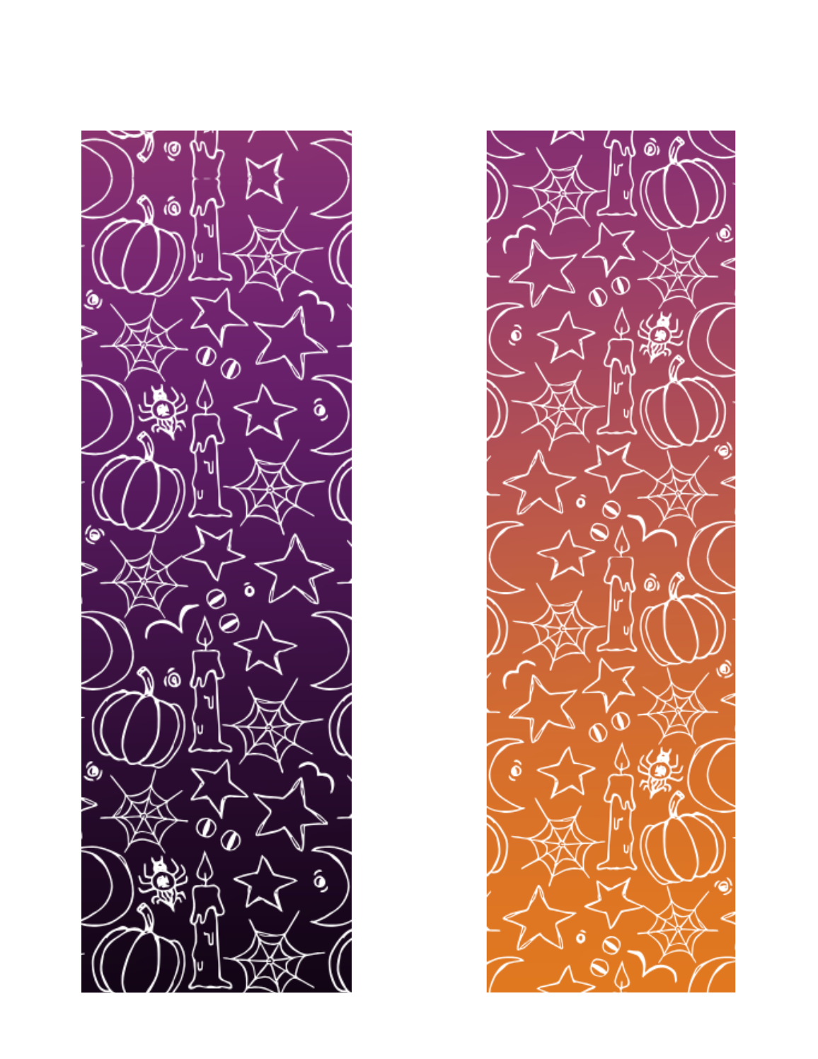 Gradient patterned strip with Halloween-themed designs on a gradient background