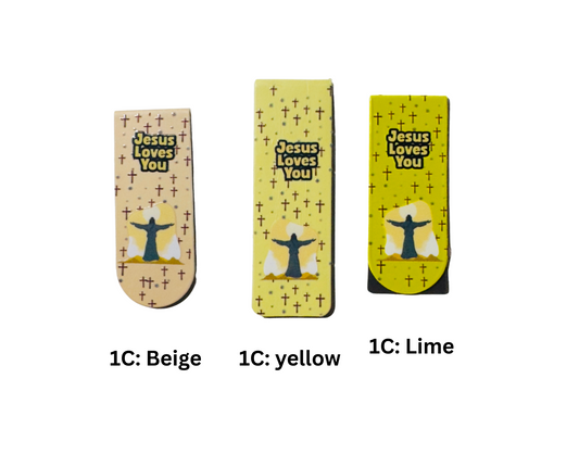 Three bookmarks with 'Jesus Loves You' text and a dove illustration on a white background.